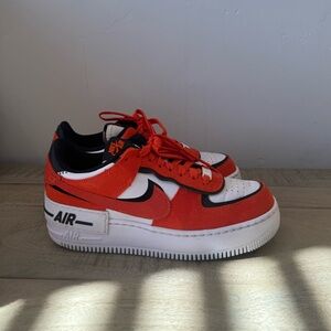 Black and Orange Nike Air Forces 1 Shadow  worn once !